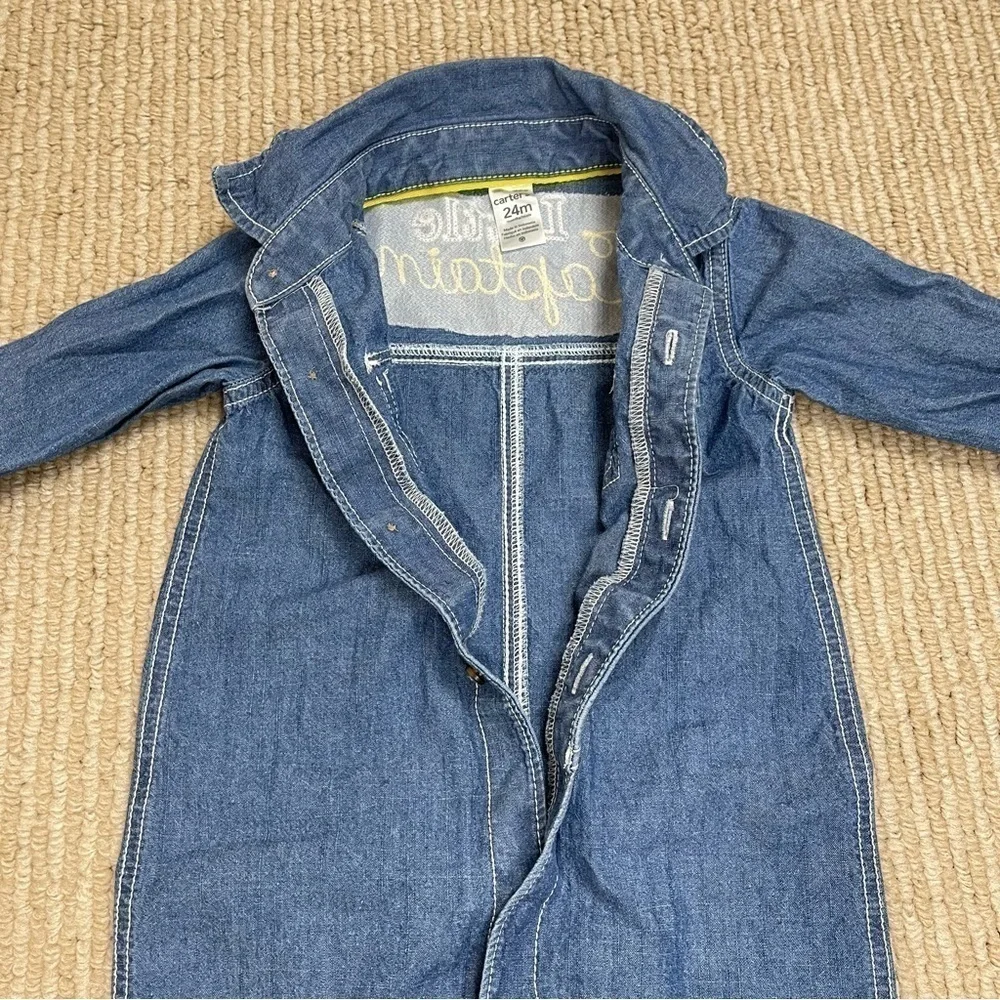 Carter’s Little Captain Chambray Long Sleeve Jumpsuit Size 24 Months Baby